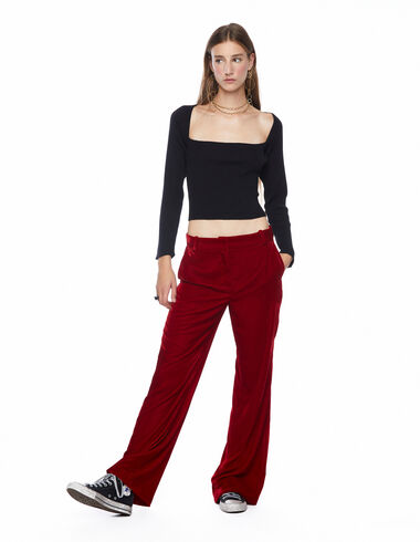 Red velvet wide leg trousers - View all > - Nícoli