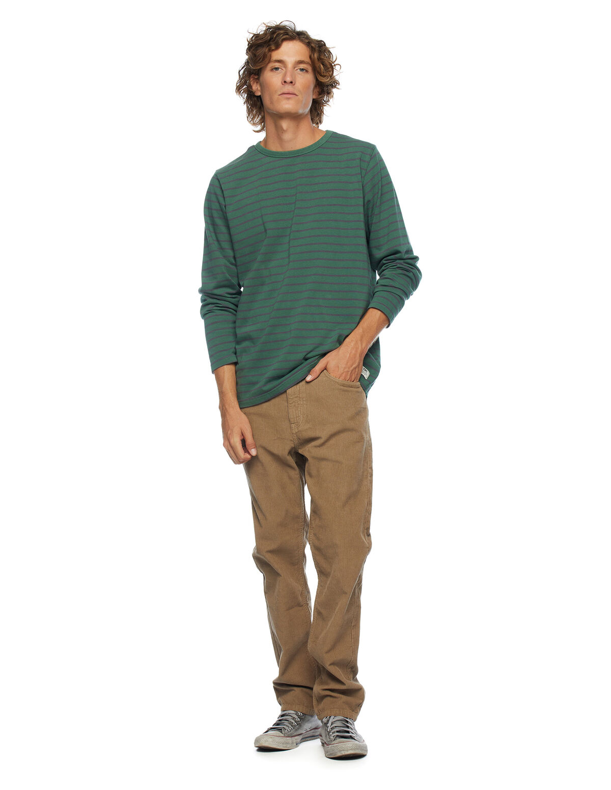 PANTALON CINQ POCHES VELOURS CÔTELÉ MARRON