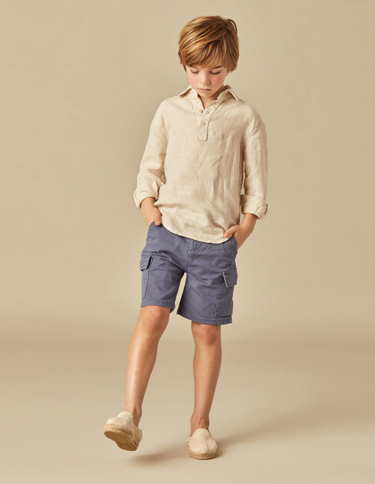 LIGHT BLUE LINEN POLO SHIRT