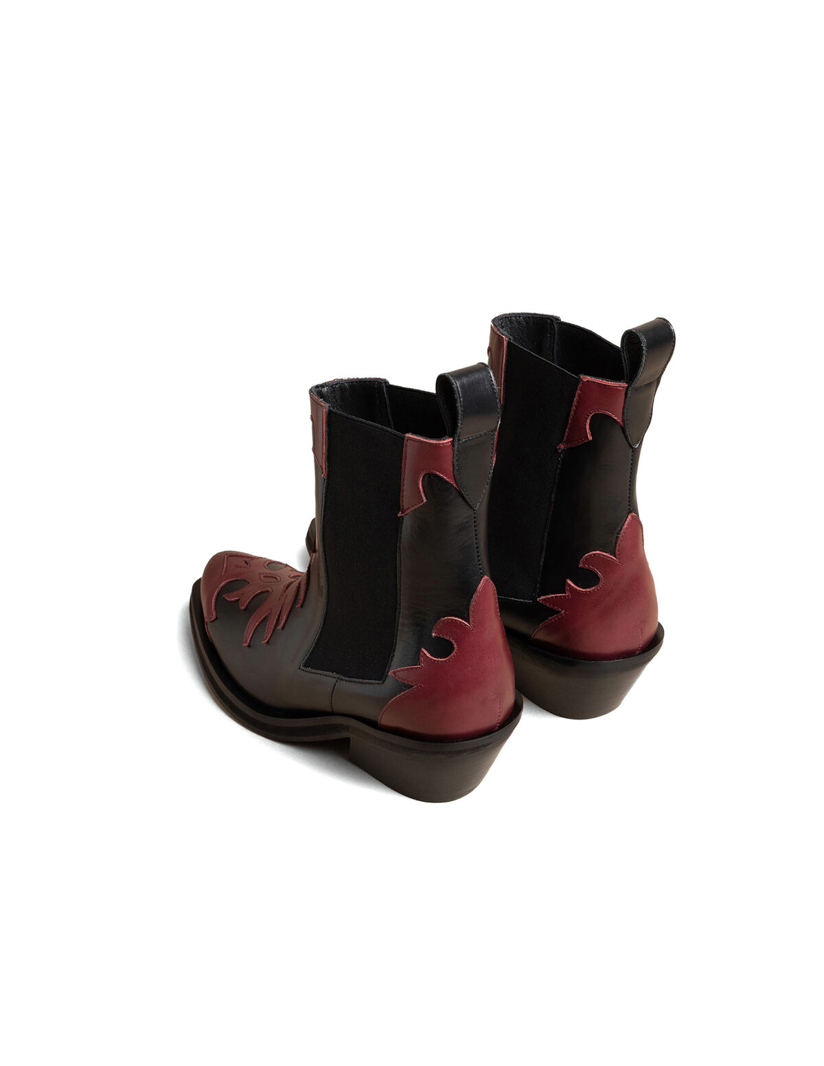 BICOLOR COWBOY ANKLE BOOTS