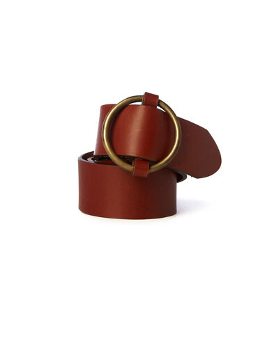 Brown leather round buckle belt - New in - Nícoli