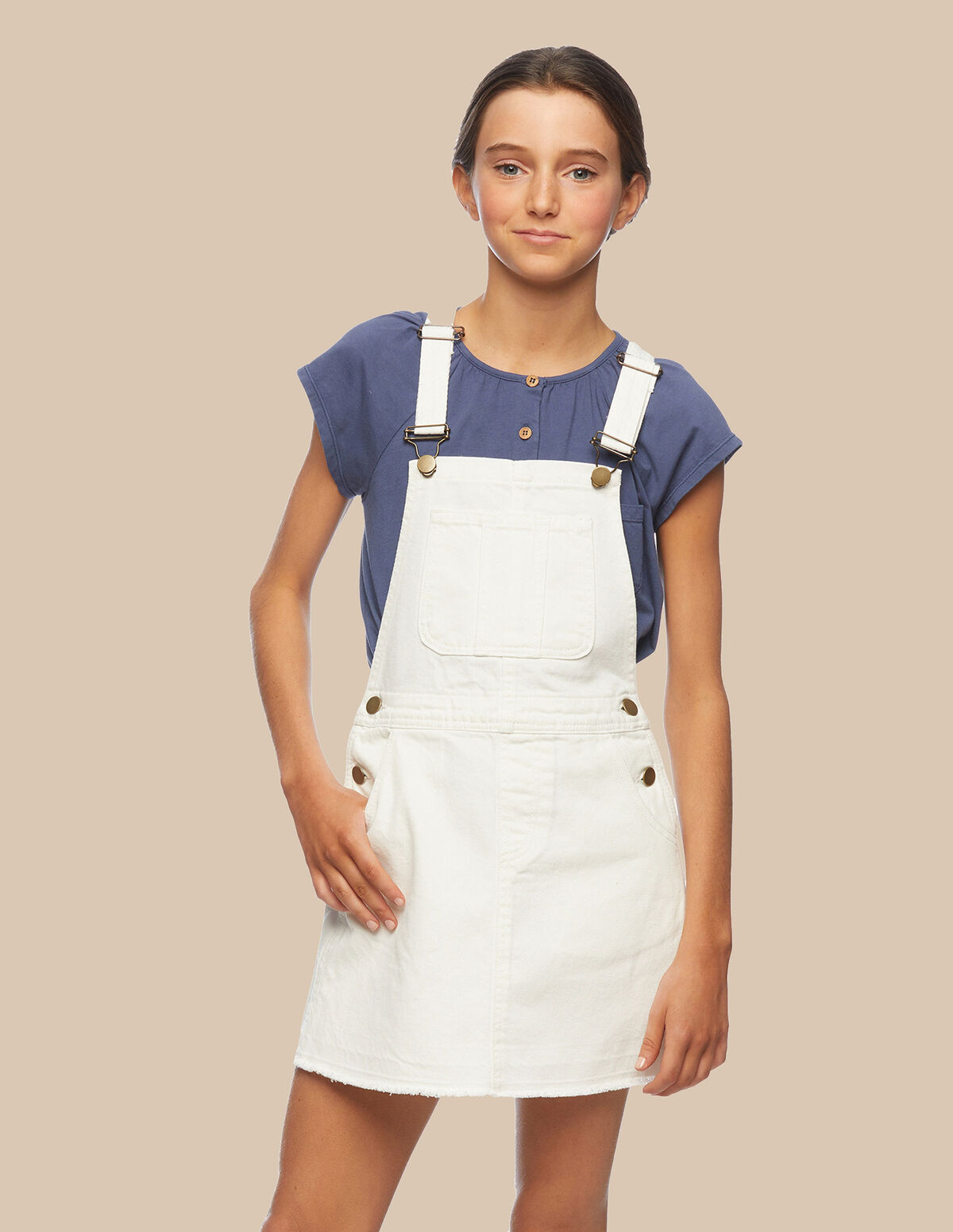 Robe chasuble jean bleu clair