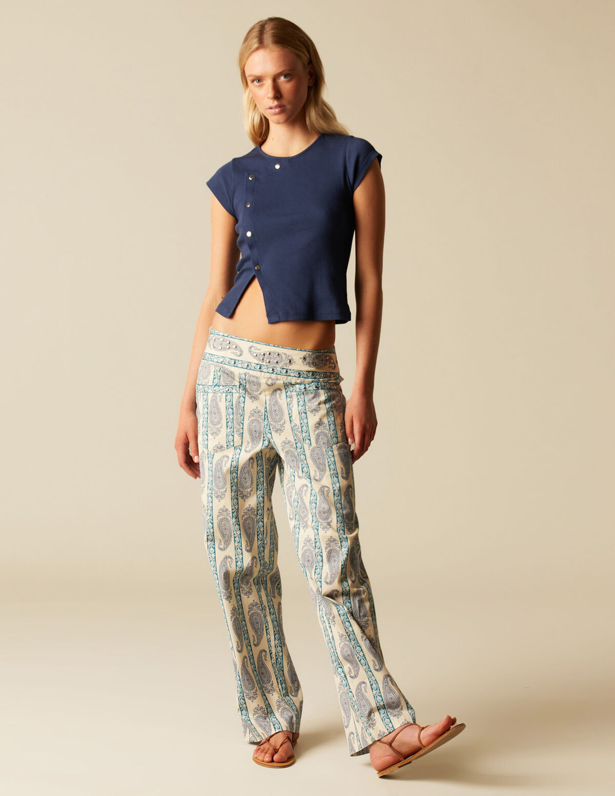 STRAWBERRY PAISLEY STUDDED TROUSERS