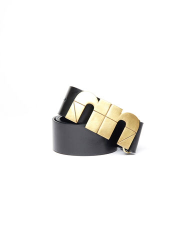 Gold-plated "N" black belt - Complementos - Nícoli