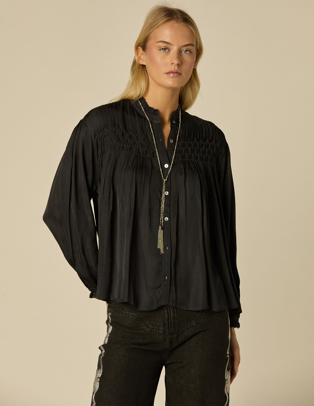 ANTHRACITE SATIN SHIRT