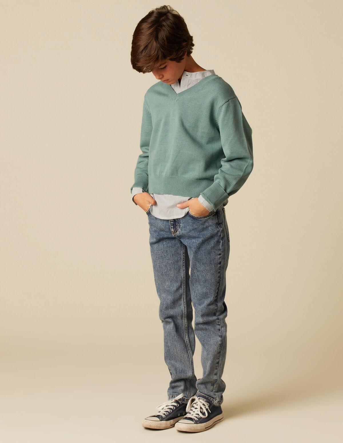 JERSEY CUELLO PICO PUNTO GRIS CLARO