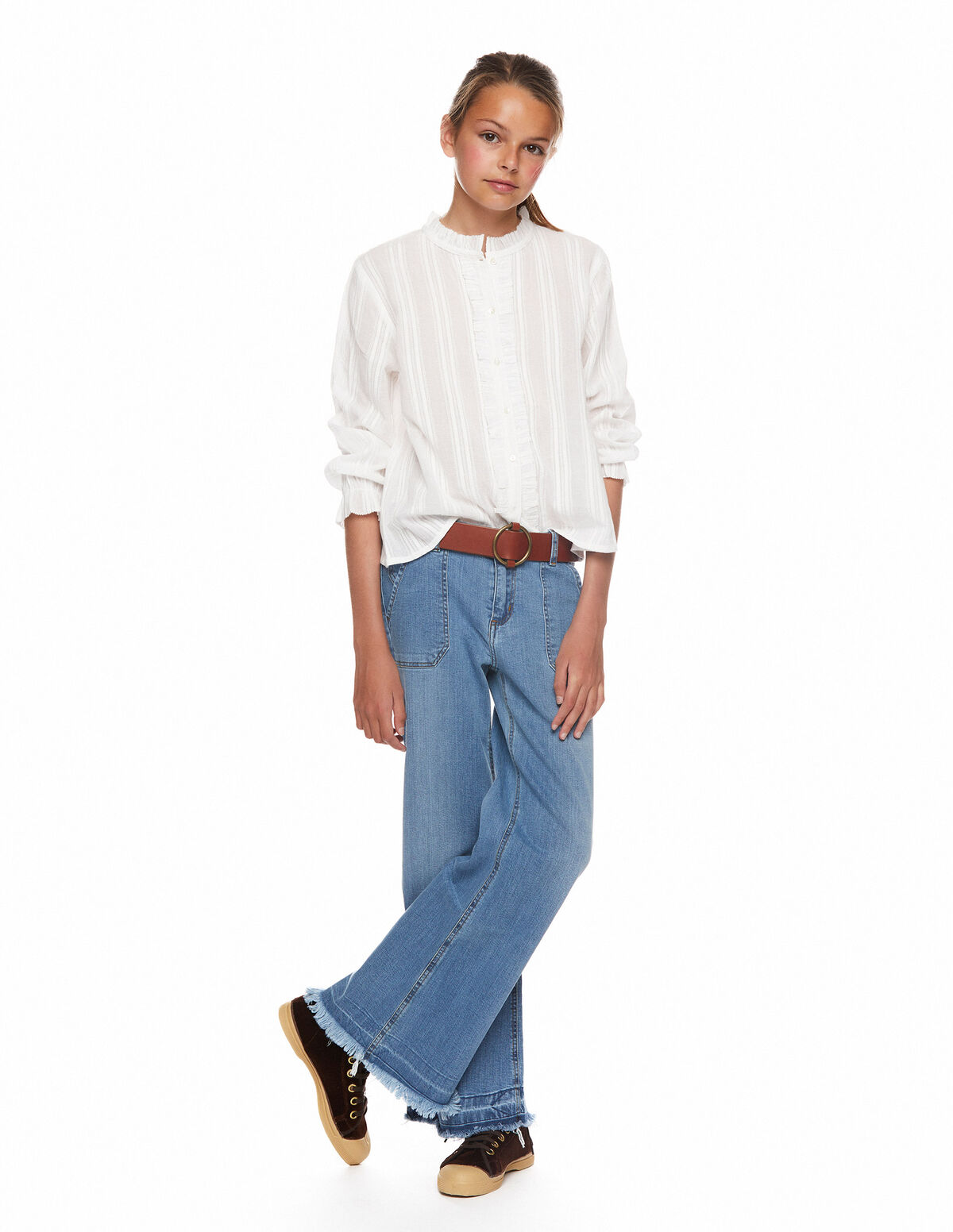 Pantalón wide leg vaquero azul claro