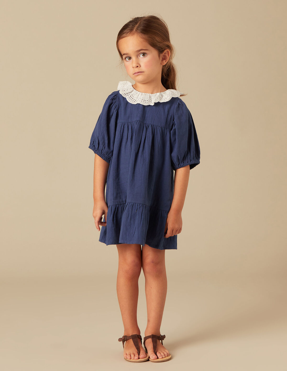 VESTIDO AZUL GOLA ALGOD&Atilde;O