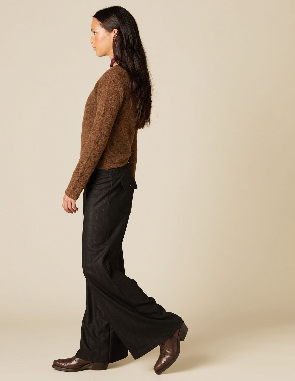 BROWN ASYMMETRIC TOP