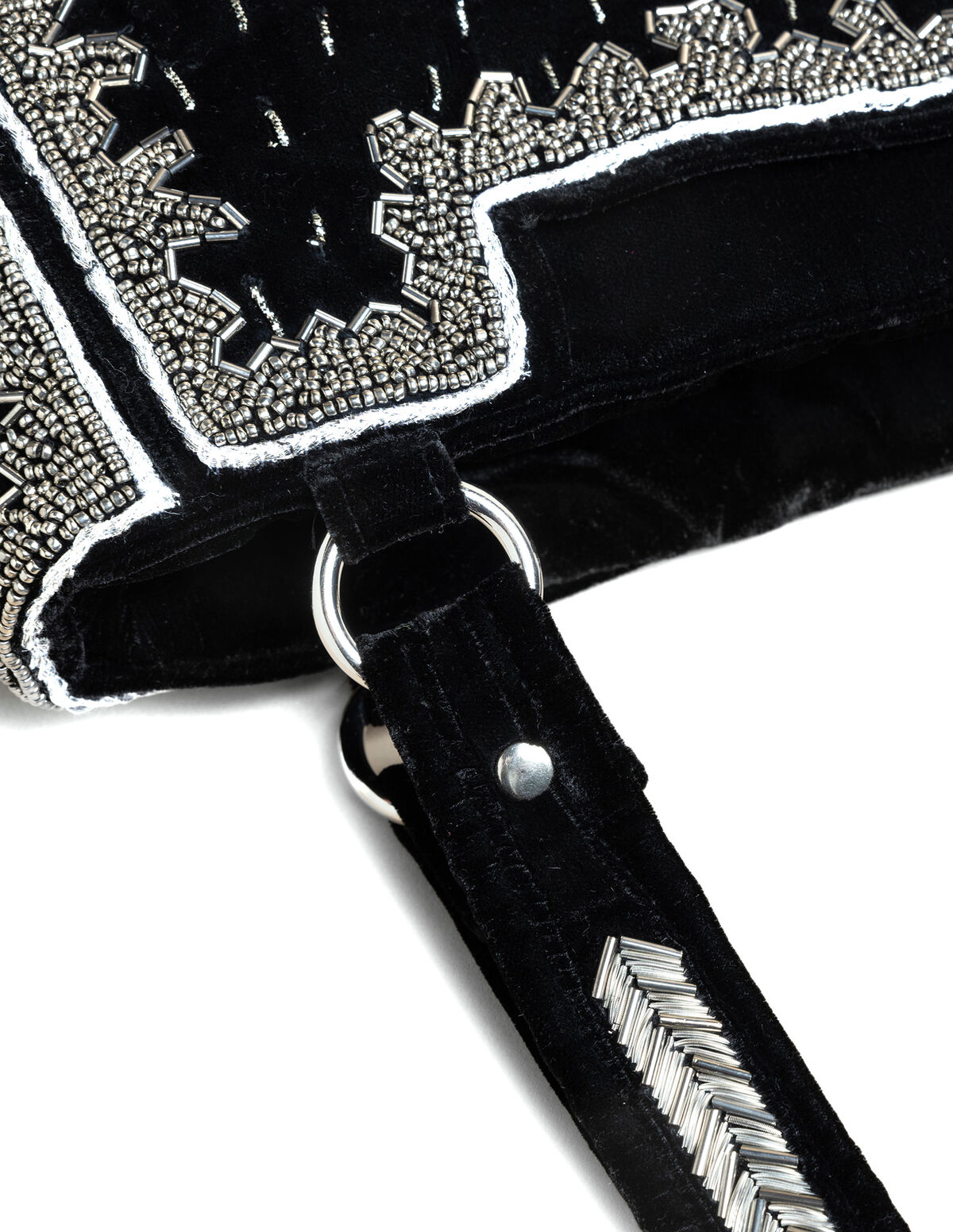 BROWN BEADED VELVET BAG