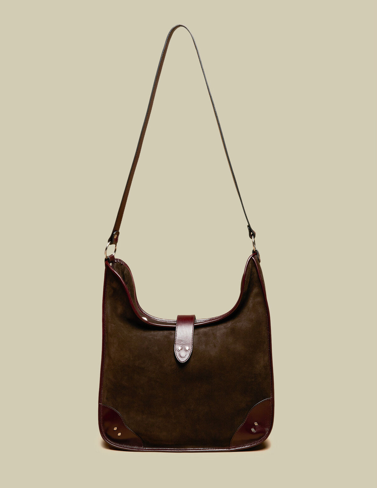 KHAKI SUEDE SHOPPING BAG