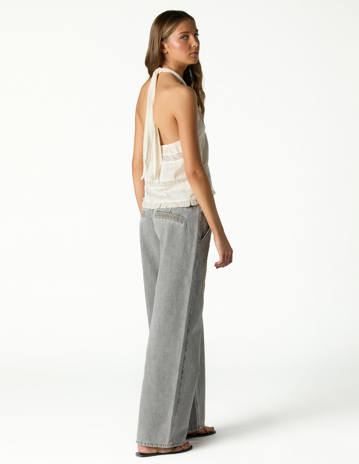 TOP N&Oacute; ACETINADO TIRA RENDA ANTRACITE