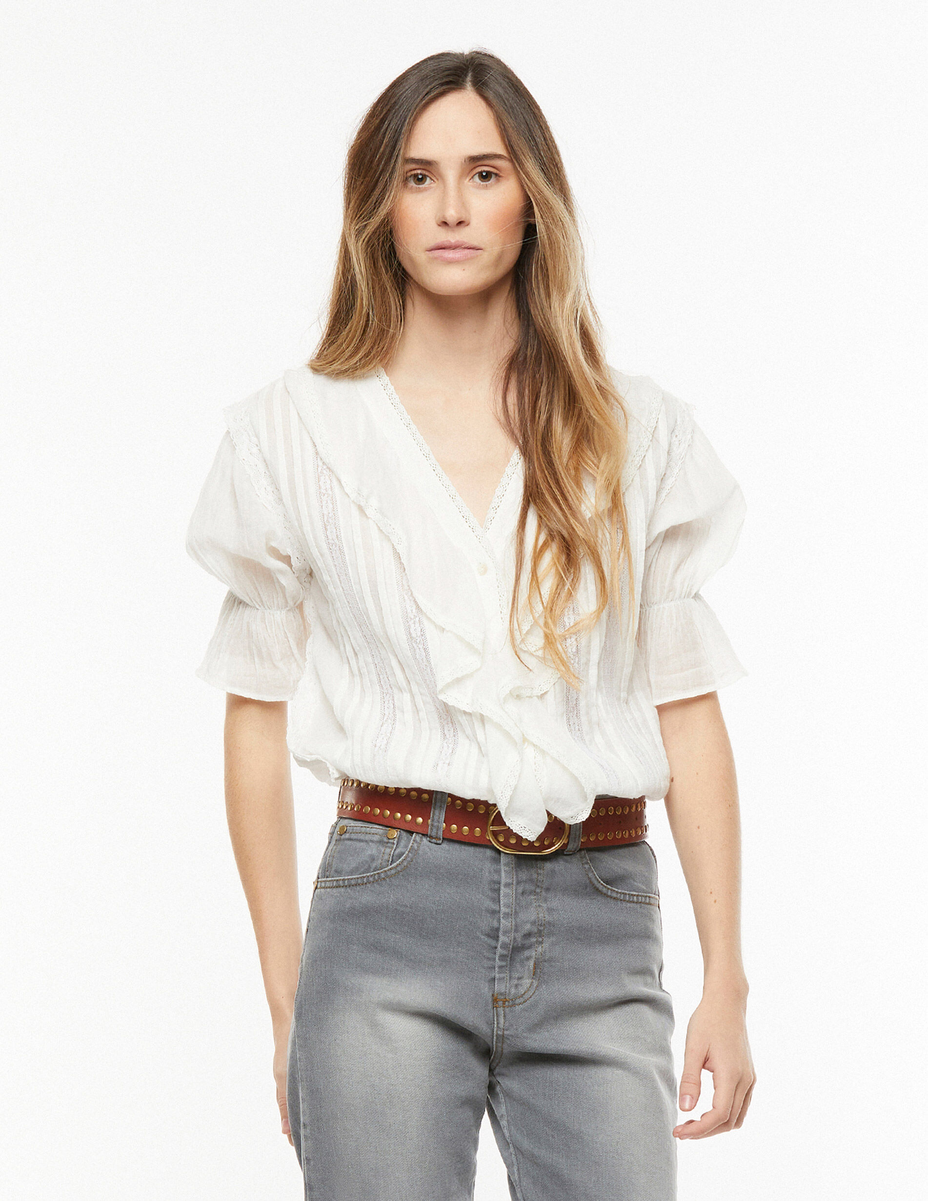 Camisa blanca volantes hotsell