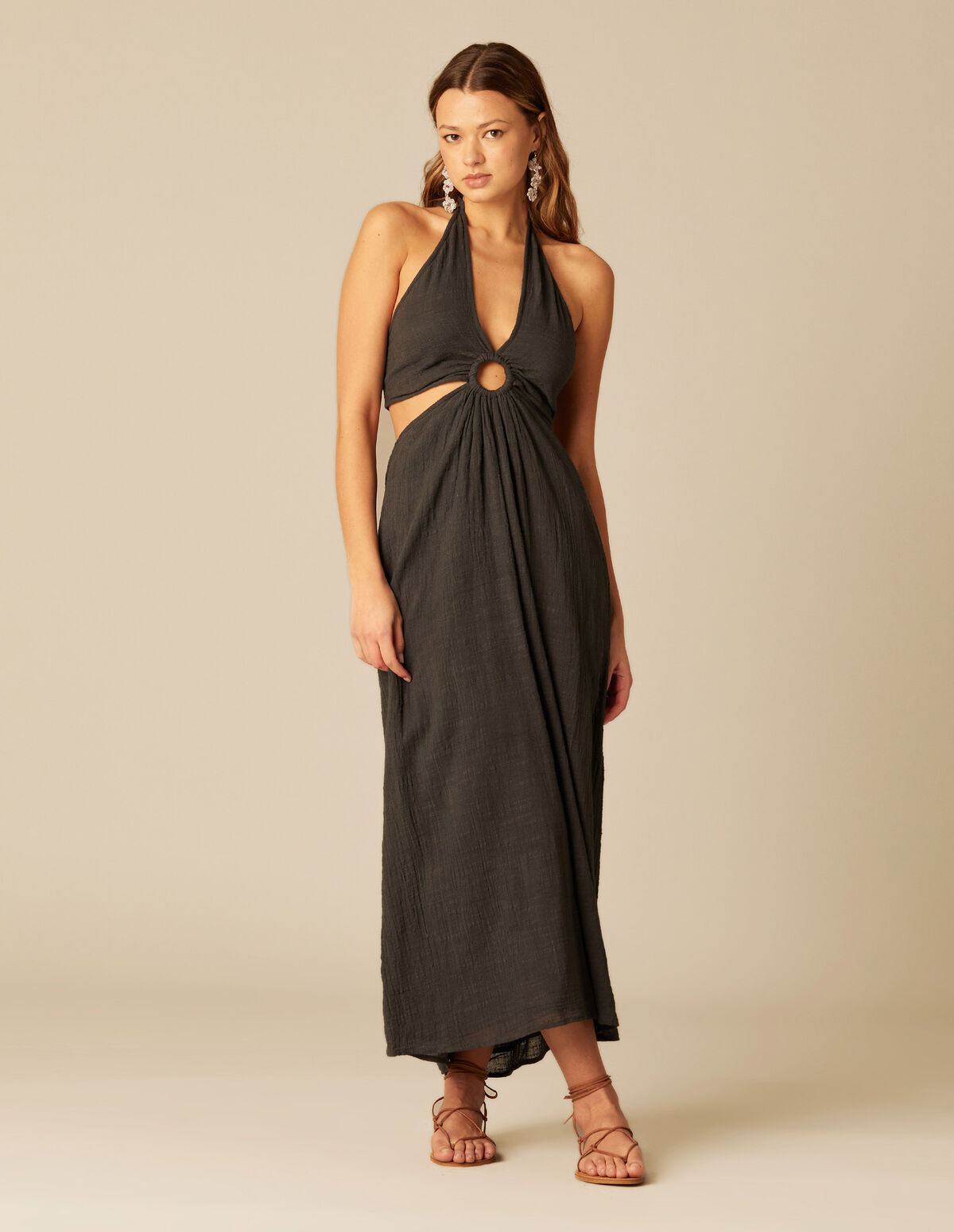 VESTIDO ABERTURAS ANTRACITA