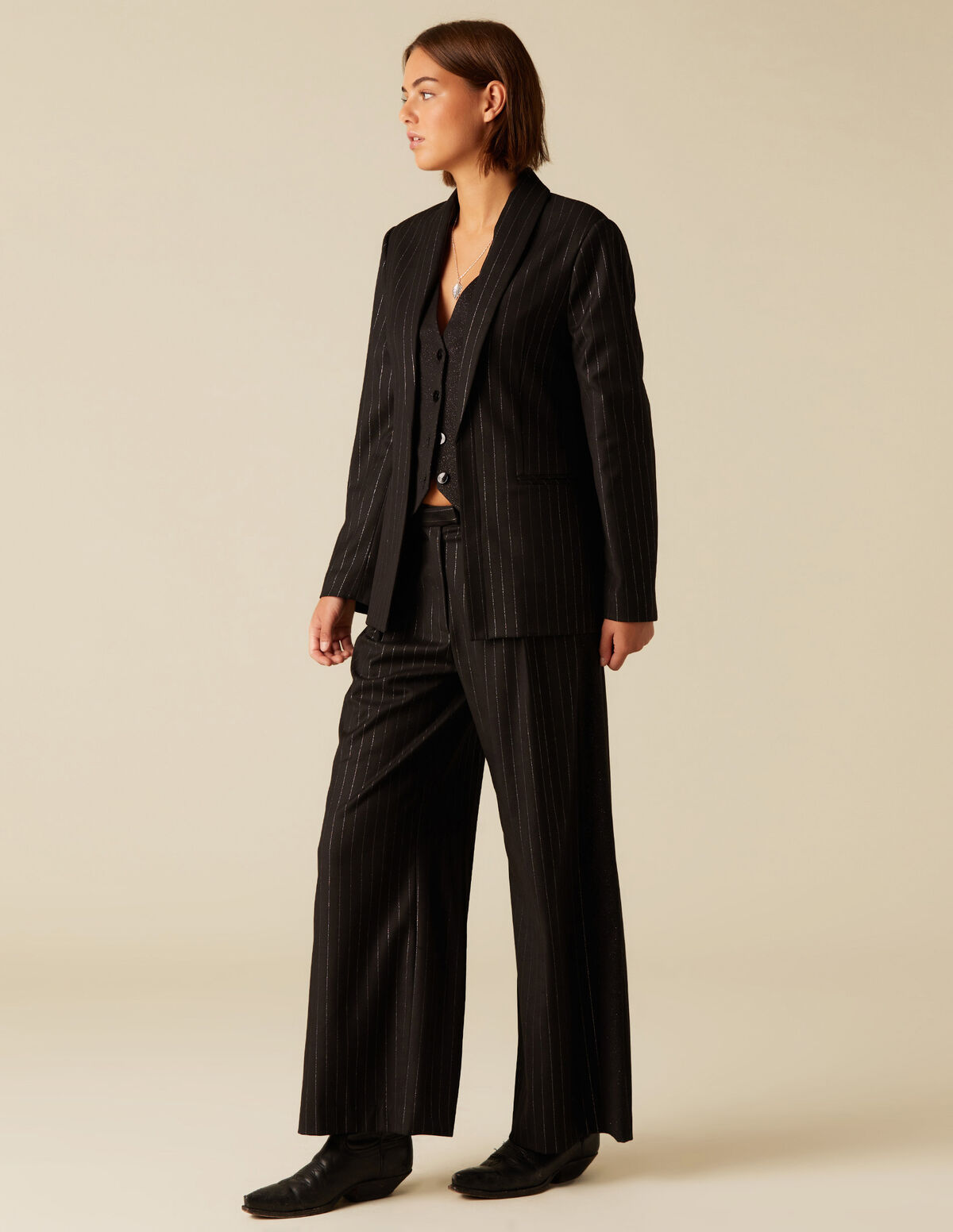 PANTAL&Oacute;N DOBLE RAYA BRILO