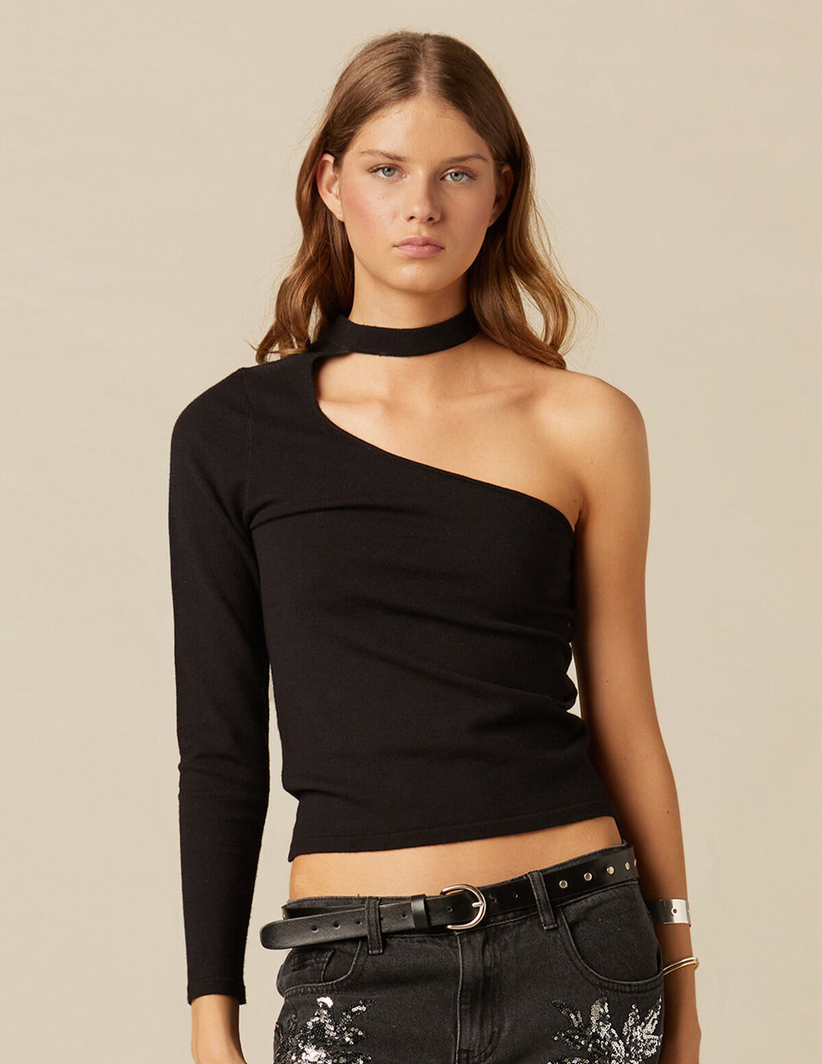 BLACK ASYMMETRICAL TOP