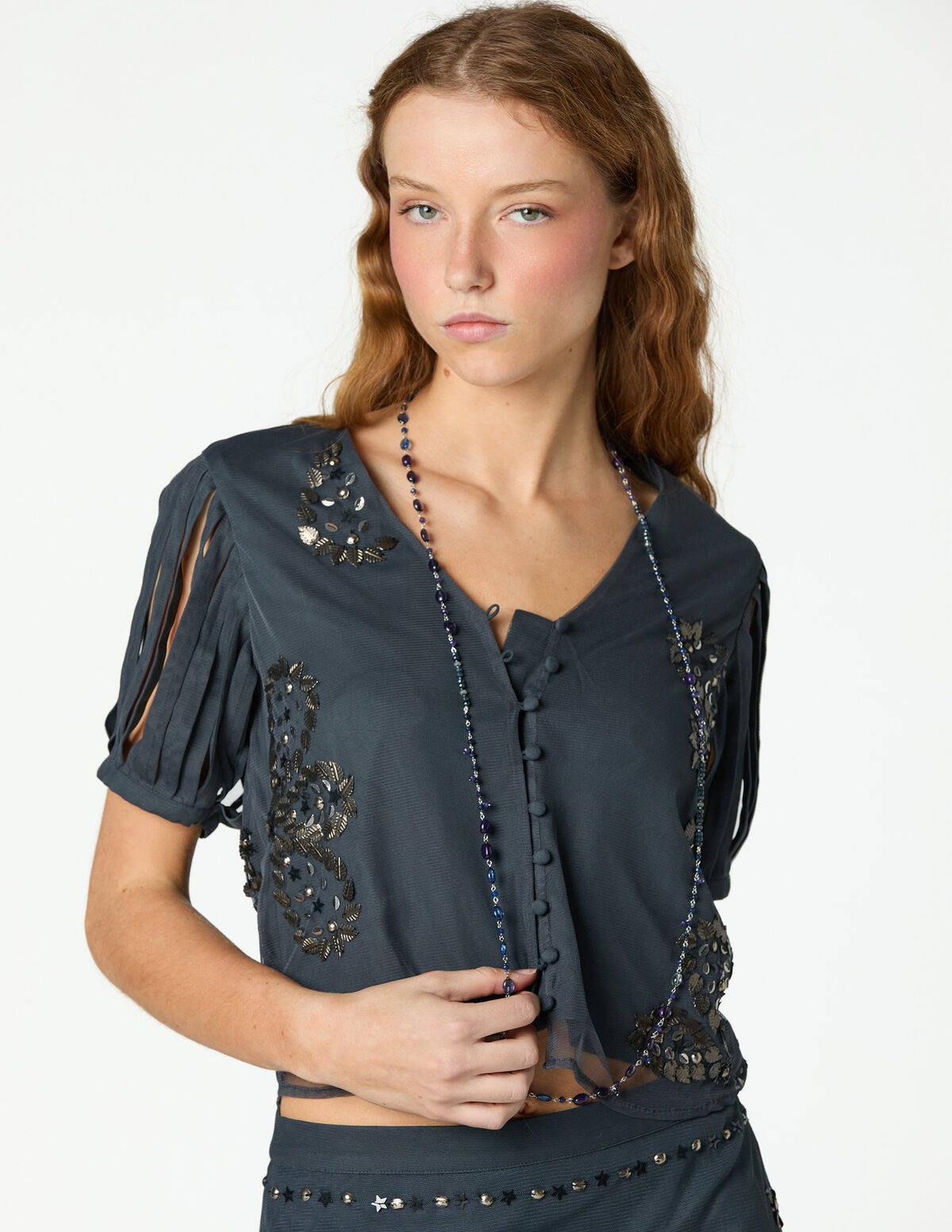 ANTHRACITE EMBROIDERED SHIRT