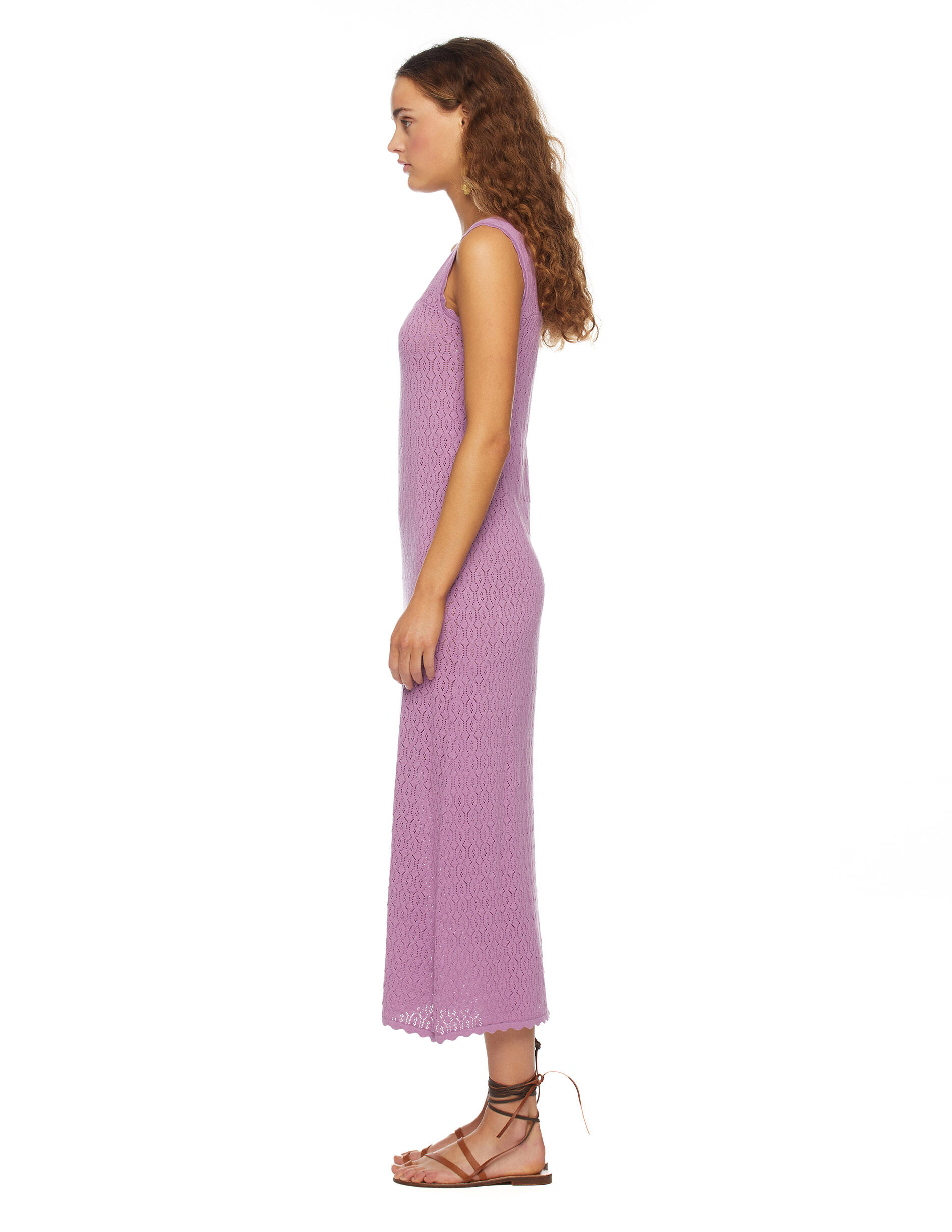 Vestido punto tirantes lila