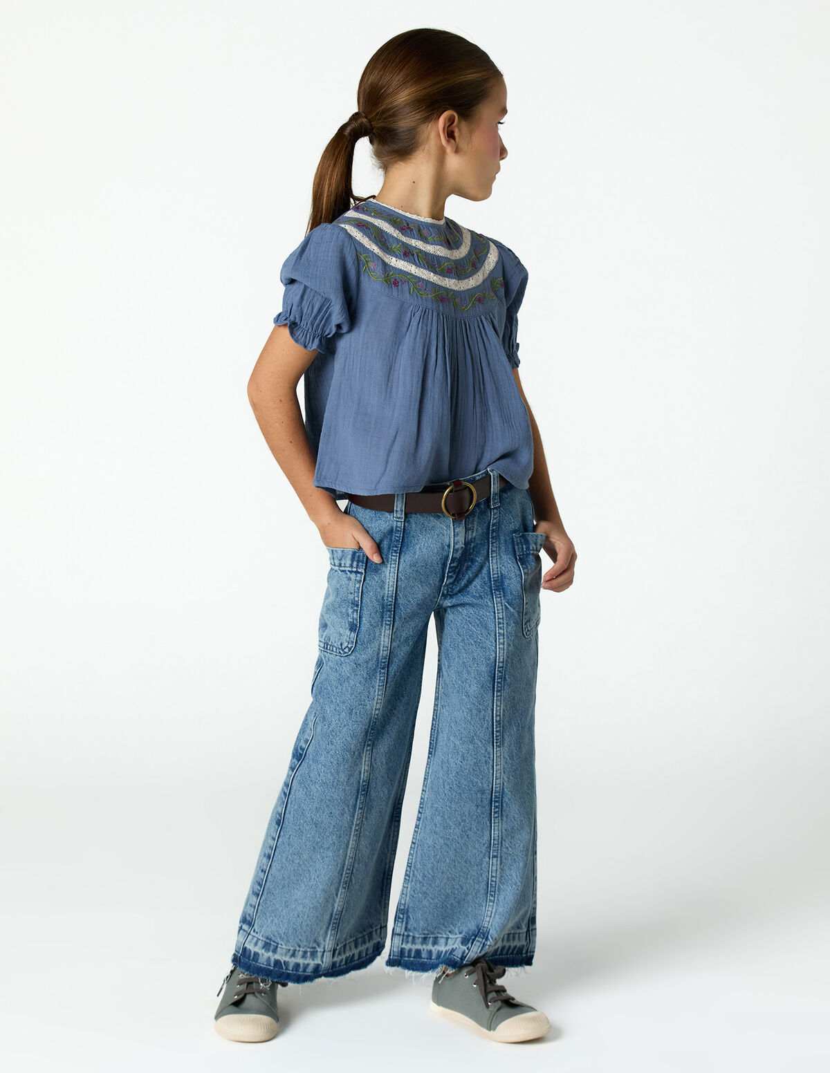 ANILINE BLUE EMBROIDERED SHIRT