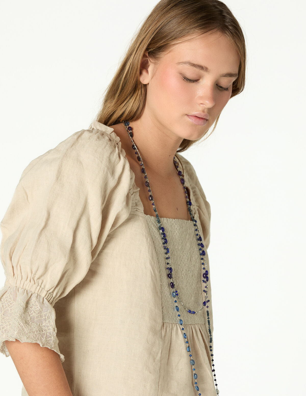 CAMISA LINHO RENDA ANIL