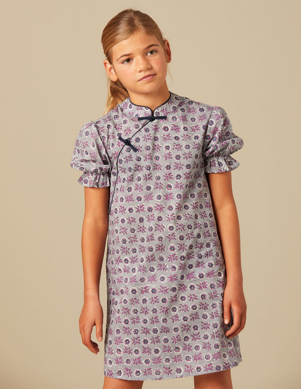 VESTIDO CRUZADO RAMOS AZUL