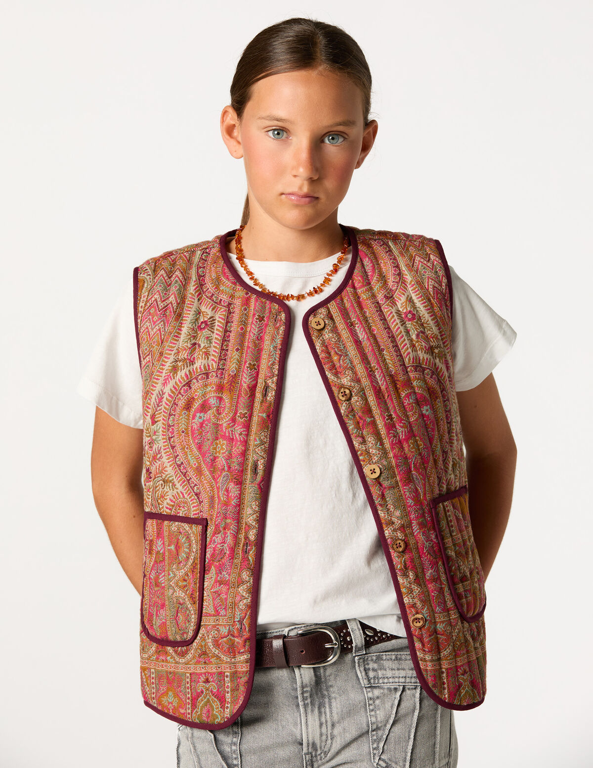 GILET MOTIF CACHEMIRE 
