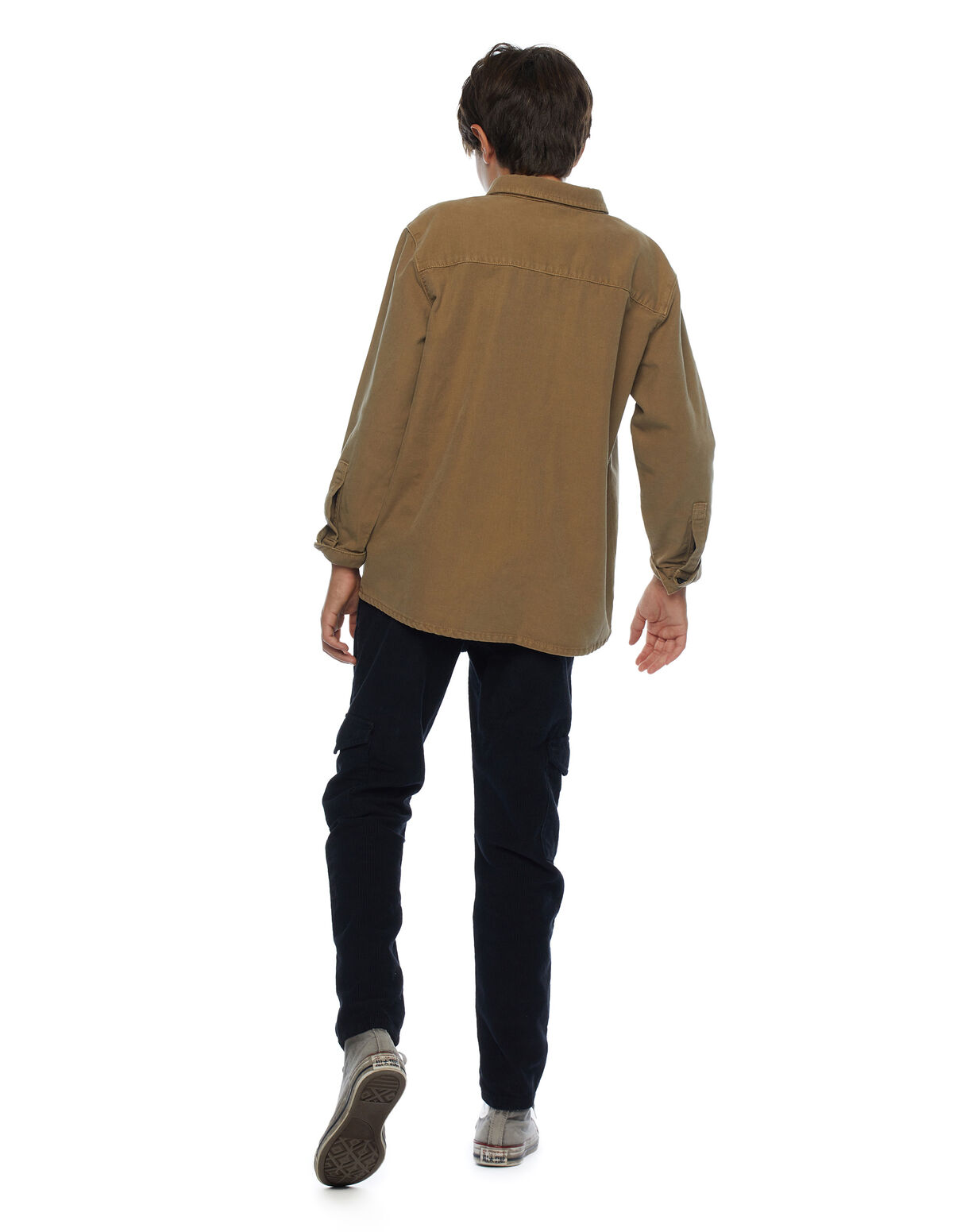 GREEN CORDUROY CARGO TROUSERS