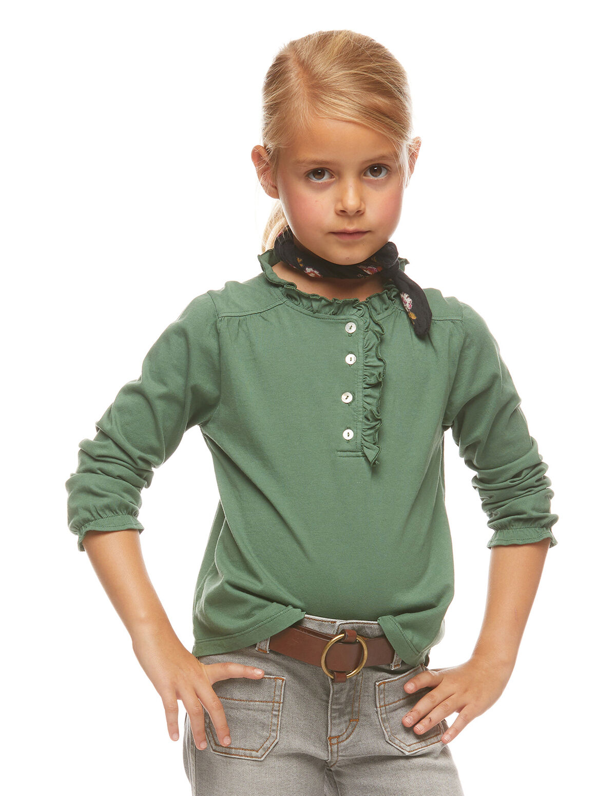 T-SHIRT VERT COL PERKINS 