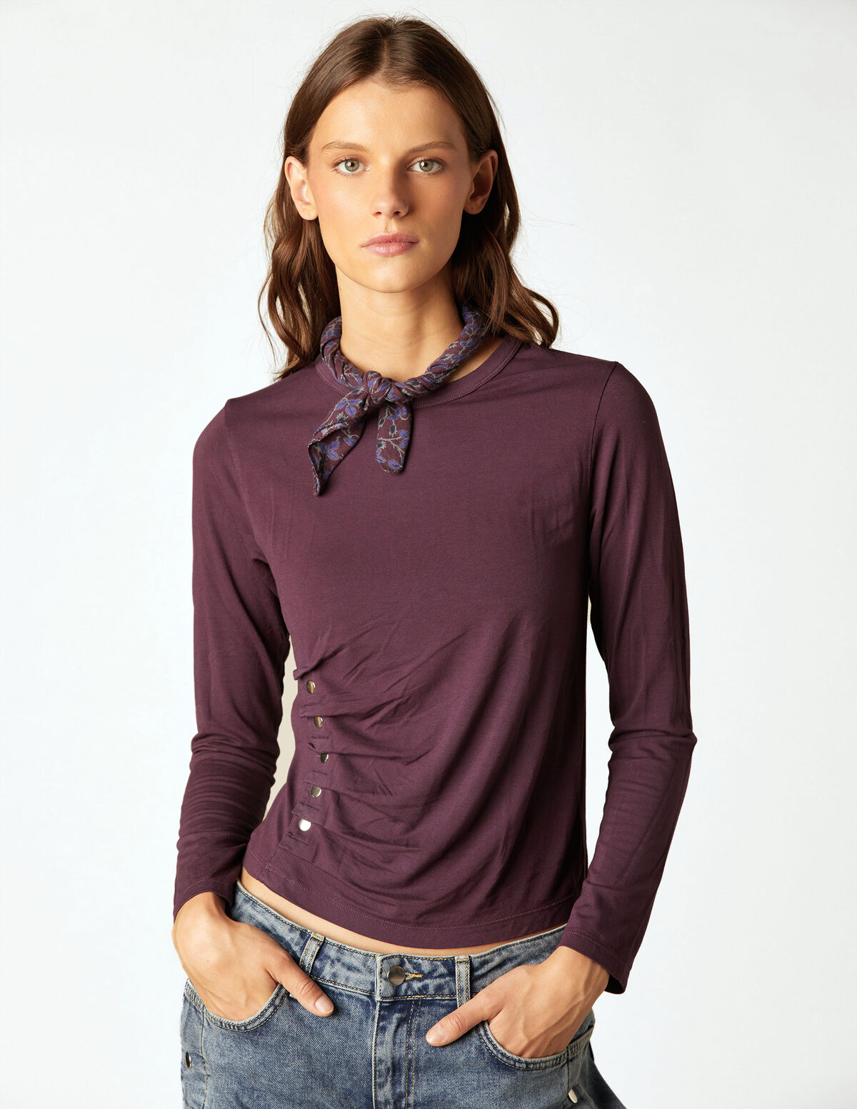 T-SHIRT BOUTONS C&Ocirc;T&Eacute; AM&Eacute;THYSTE