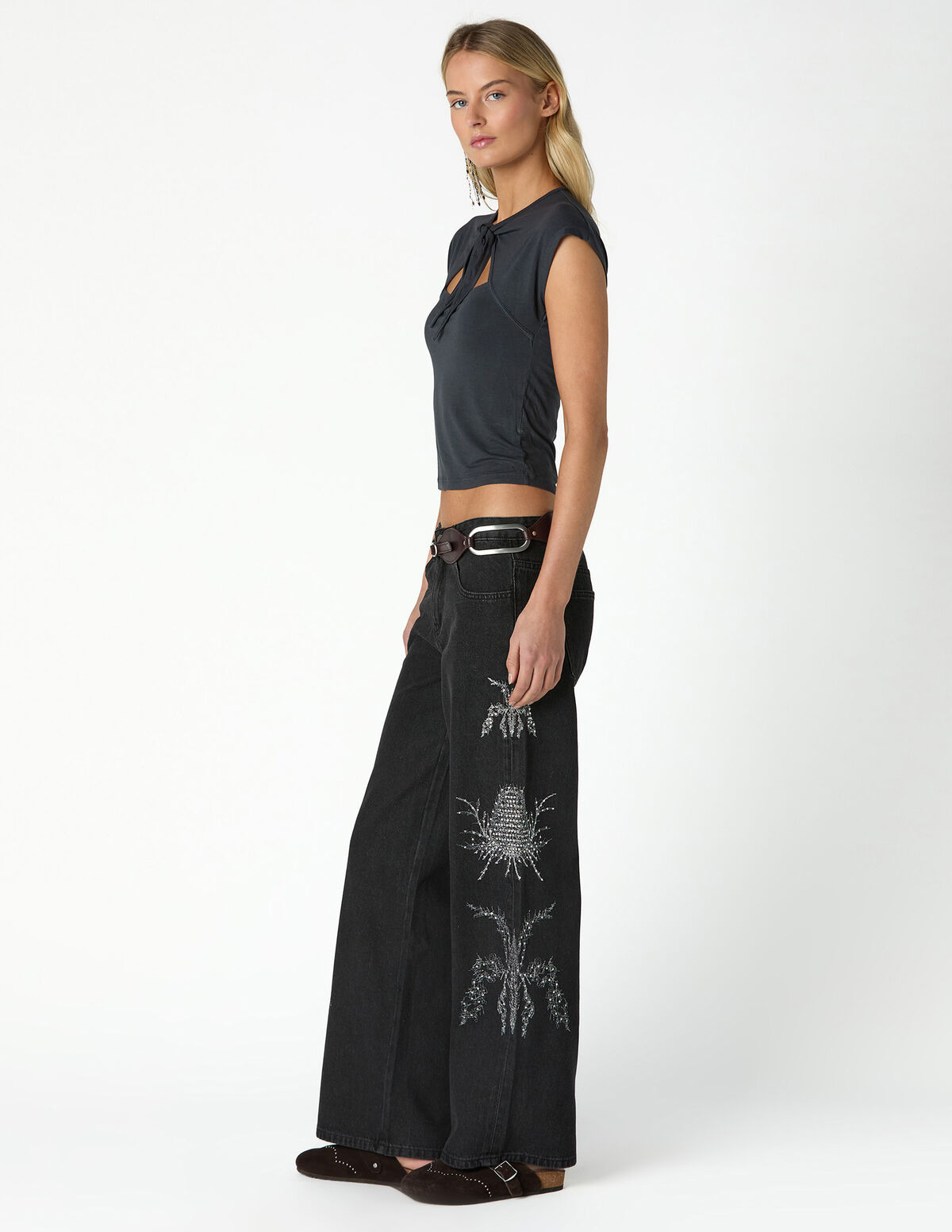 JEANS BORDADOS SEQUINS AZUL