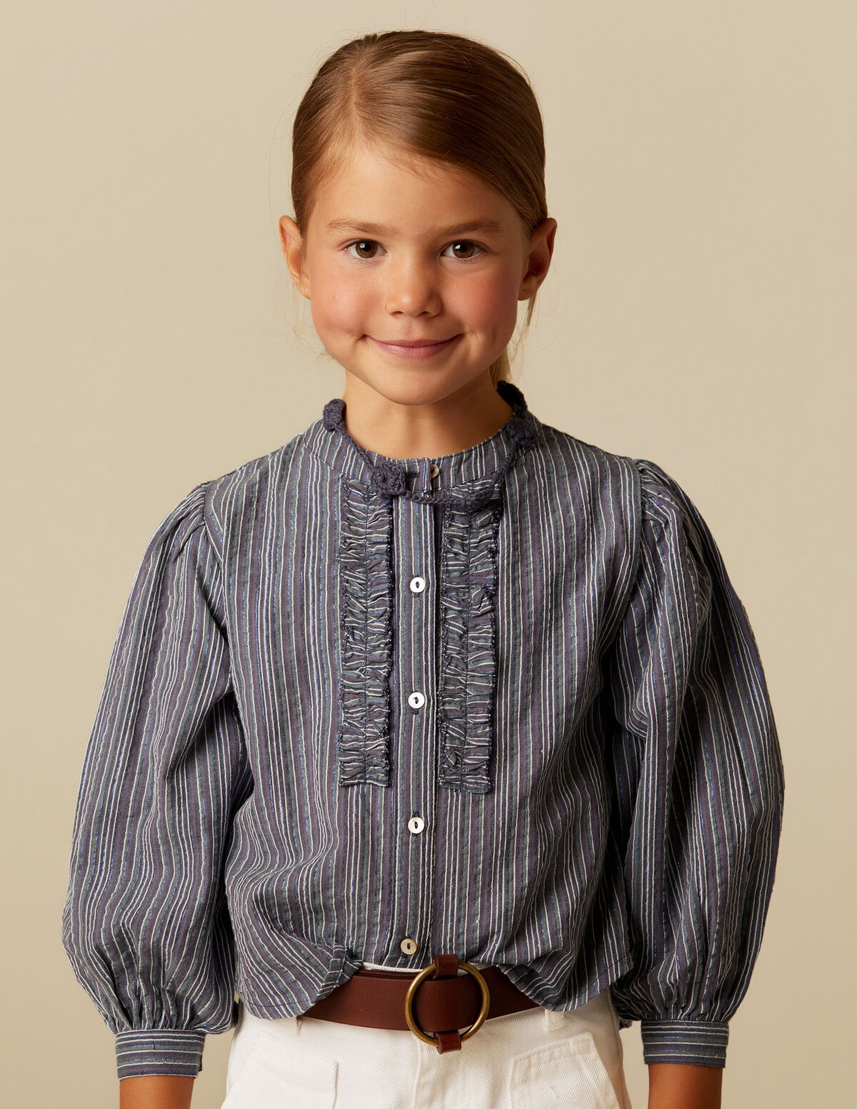 BLUE LUREX STRIPED SHIRT