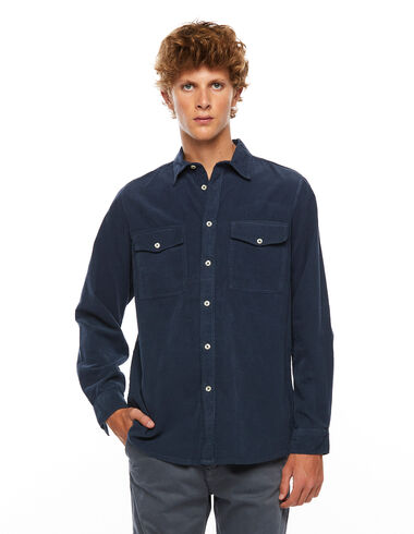 Indigo micro corduroy shirt with  pockets - View all > - Nícoli