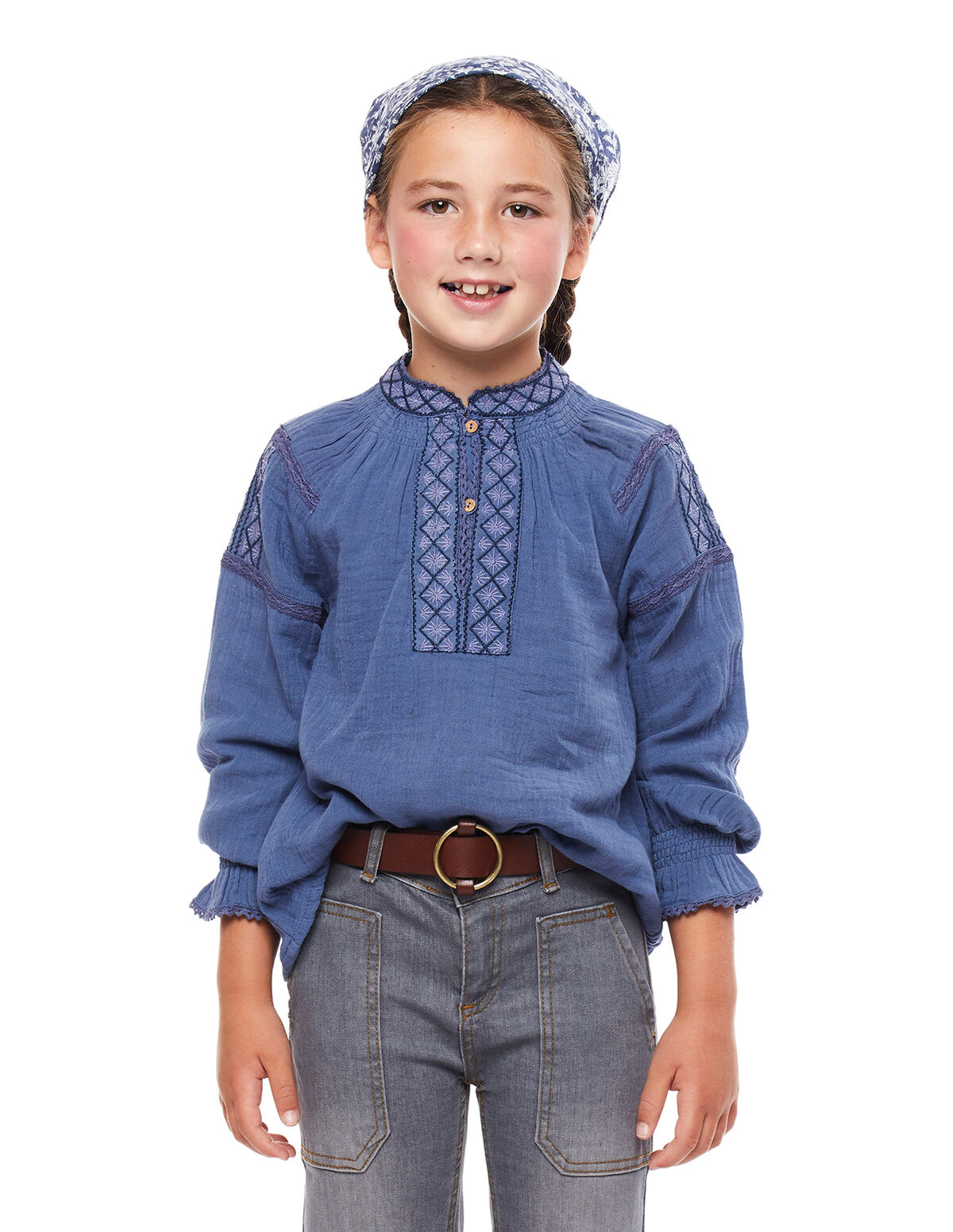 Cobalt embroidered shirt