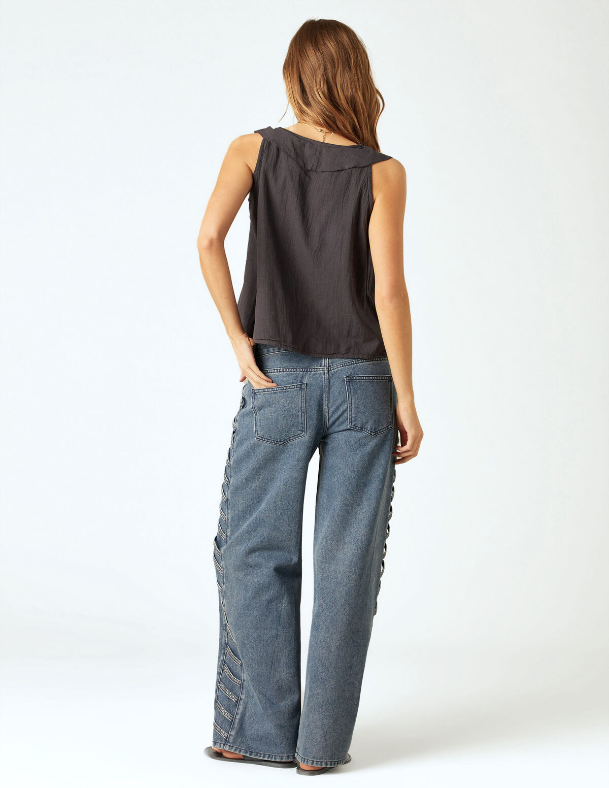 BLUE STUDDED TROUSERS