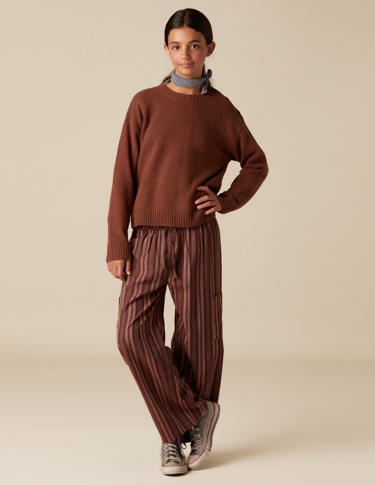 BROWN STRIPED TROUSERS