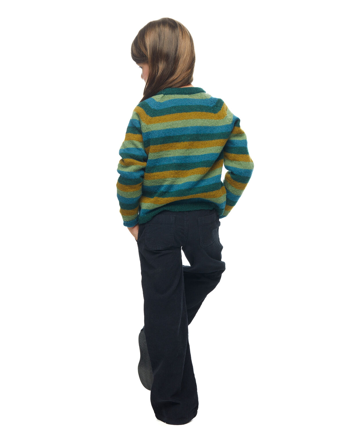 PULL VERT RAYURE MOUTARDE