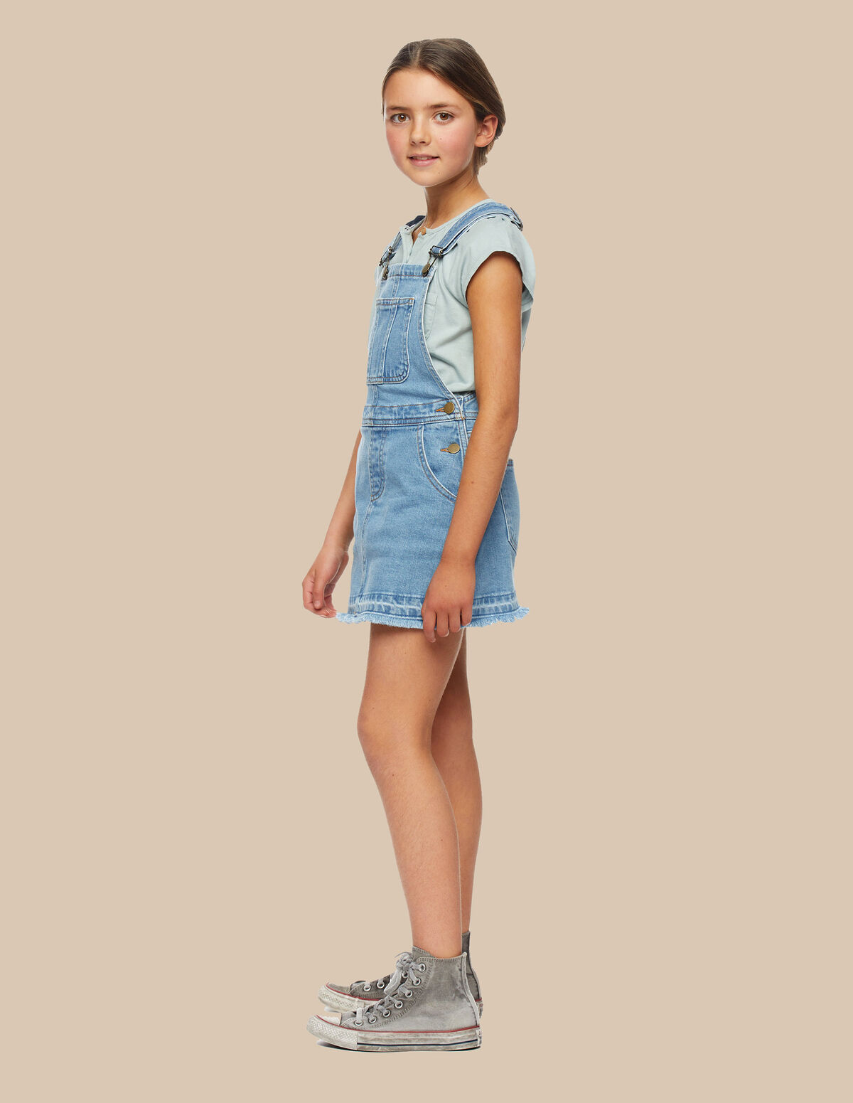 Robe chasuble jean bleu clair