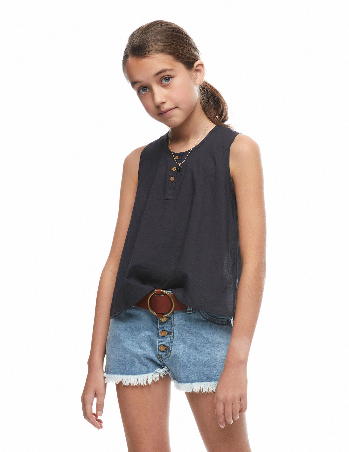 Camisa botones azul