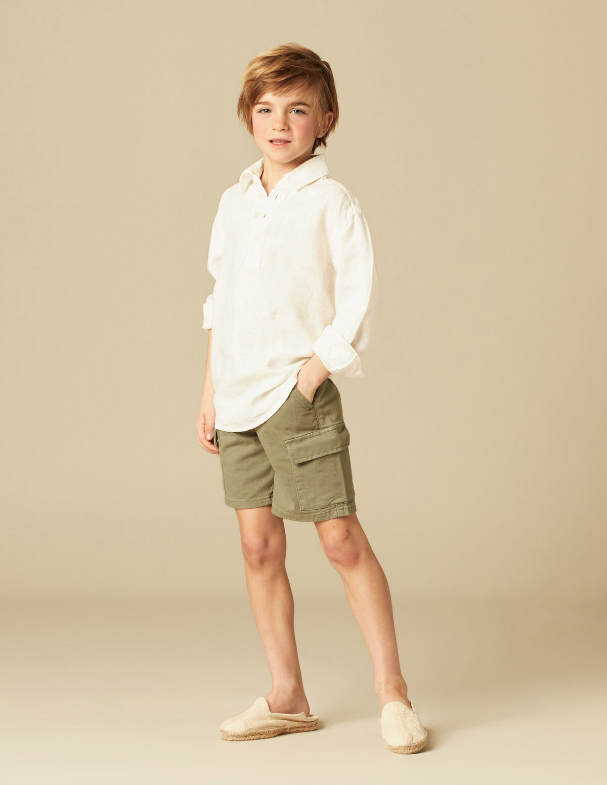 KHAKI CARGO BERMUDA SHORTS