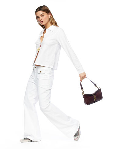 White bell-bottom trousers with pockets - View all > - Nícoli
