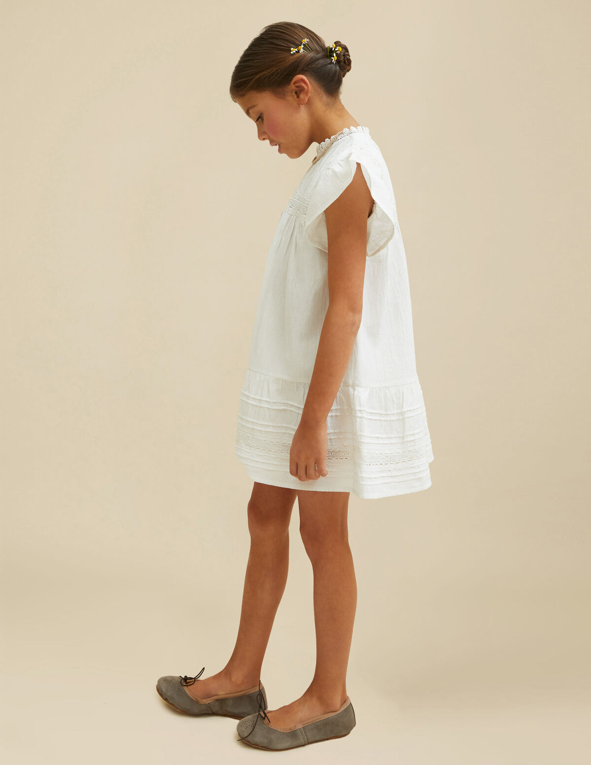VESTIDO VOLANTE ENCAJES BLANCO