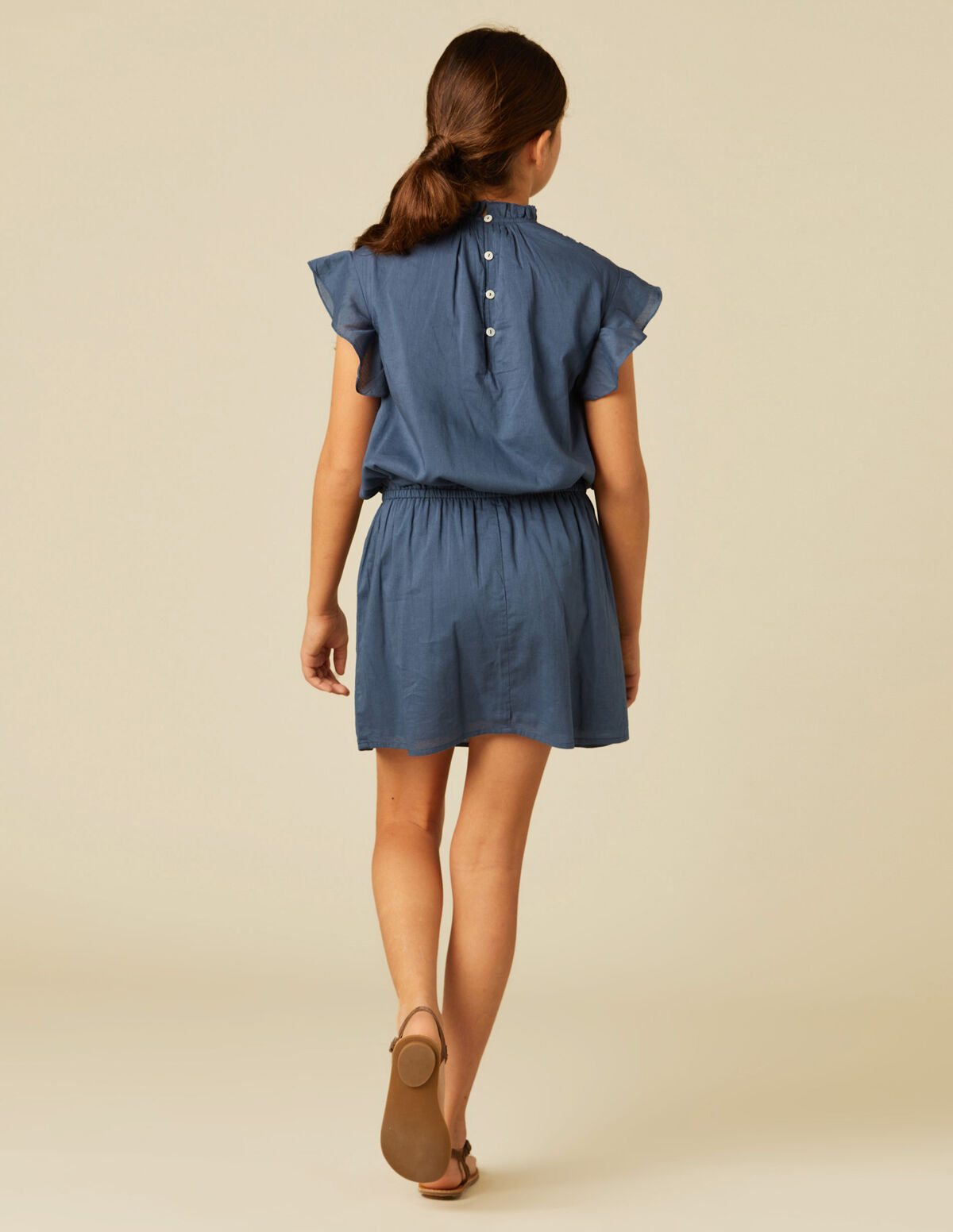 VESTIDO ENCAJES GOMITA AZUL