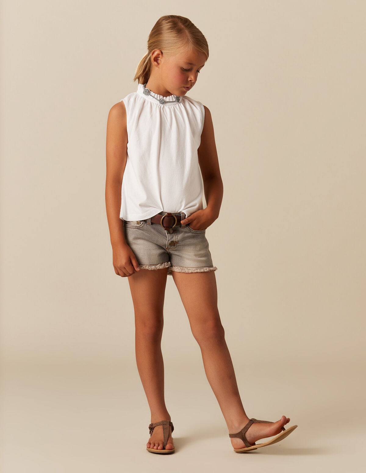T-SHIRT COL FRONCES BLANC