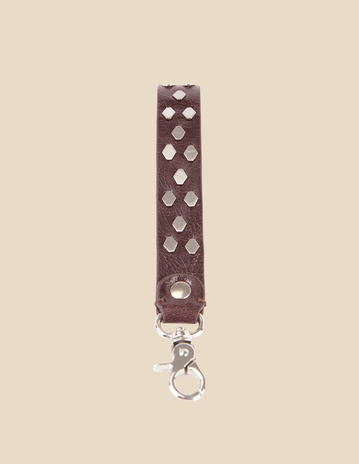 BROWN STUDDED KEYCHAIN