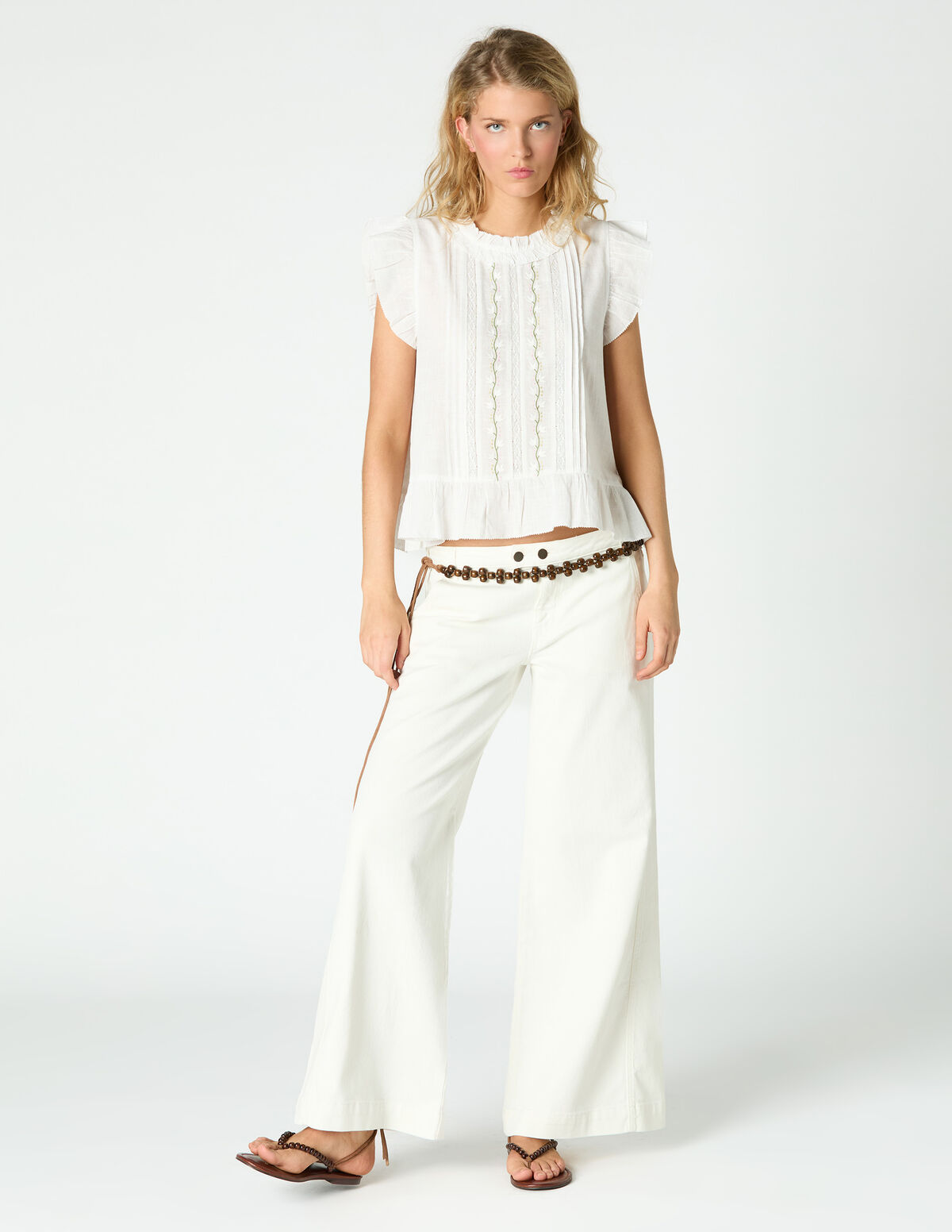 WHITE 'NN' EMBROIDERED TROUSERS