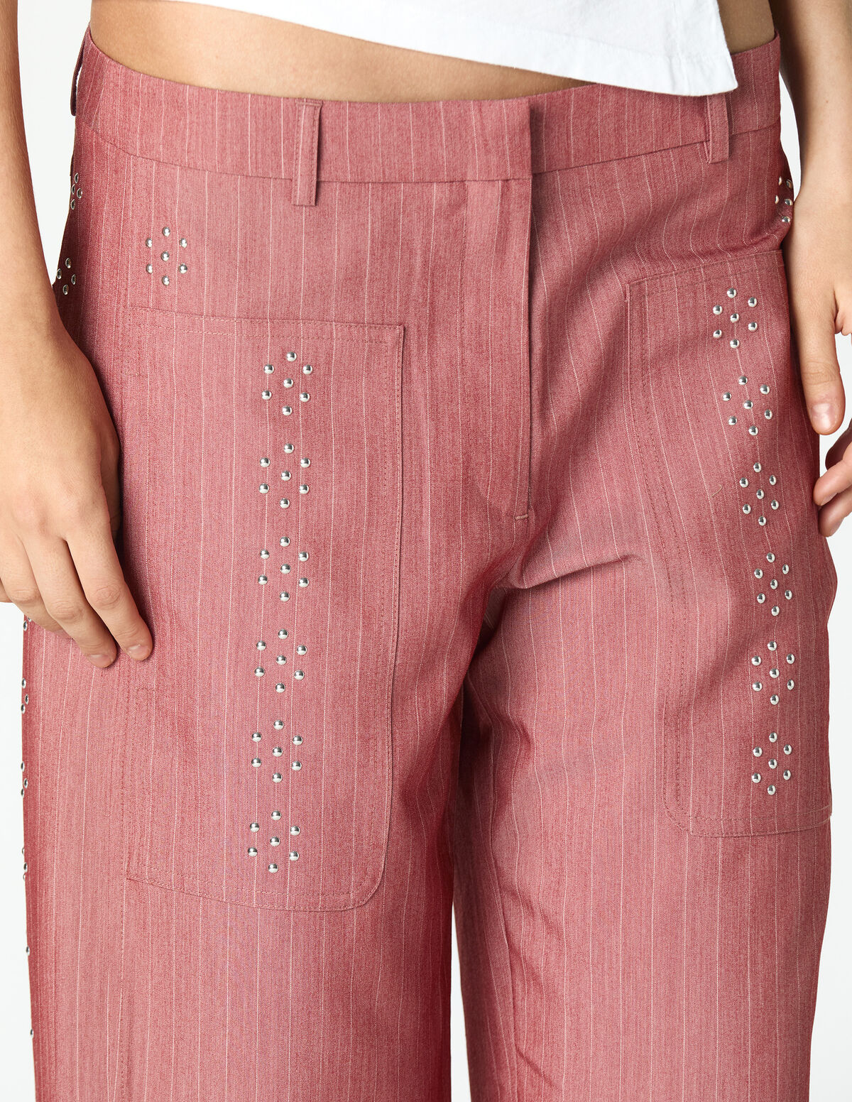 RED STUDDED PANTS