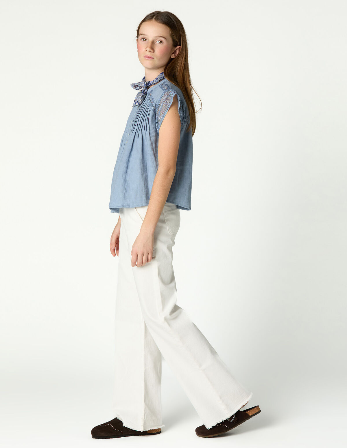 ANILINE BLUE PIN-TUCK T-SHIRT