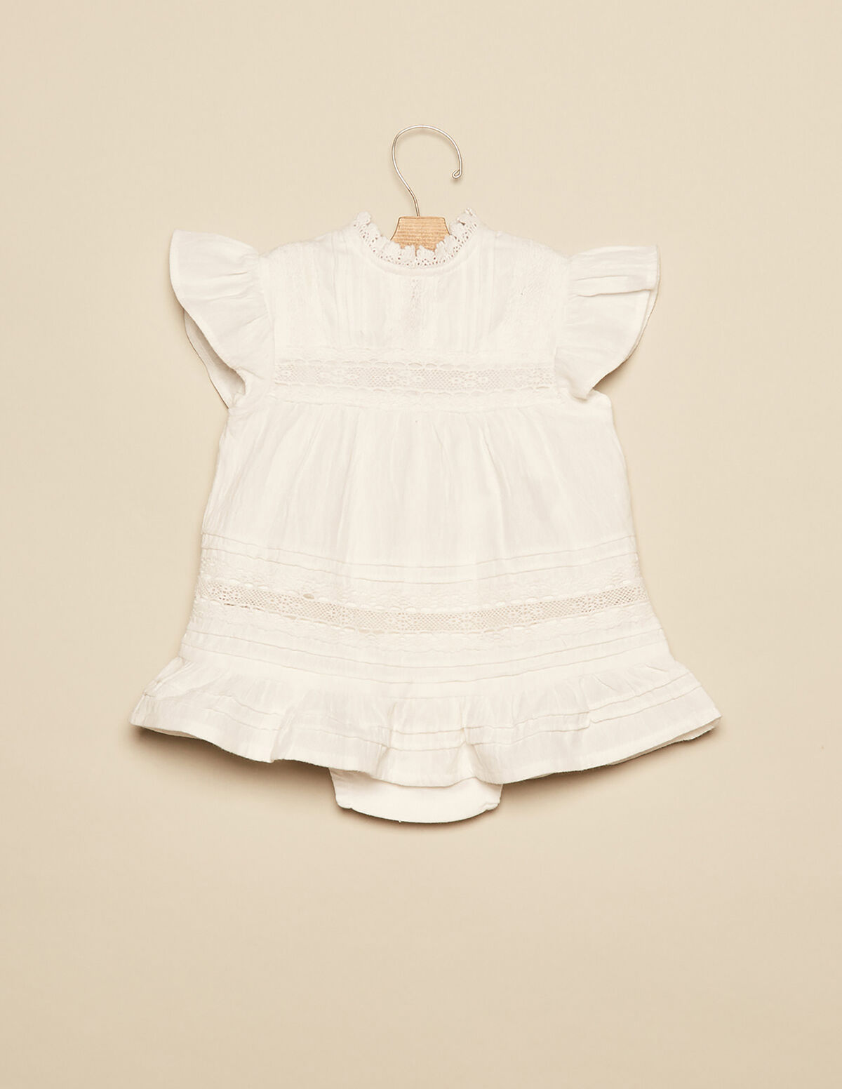 VESTIDO VOLANTE ENCAJES BLANCO