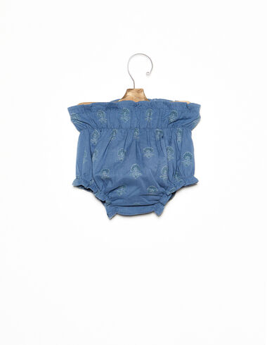 Two-tone blue Indian flower elasticated bloomers - View all > - Nícoli