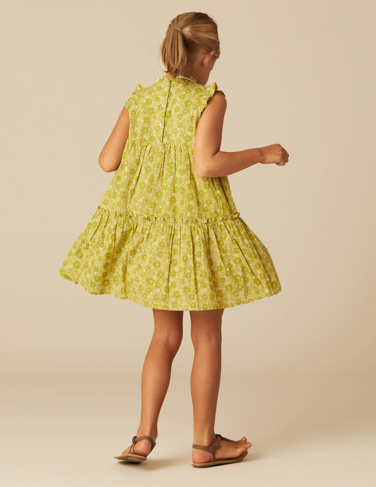 LIME CONTRAST FLOWER DRESS
